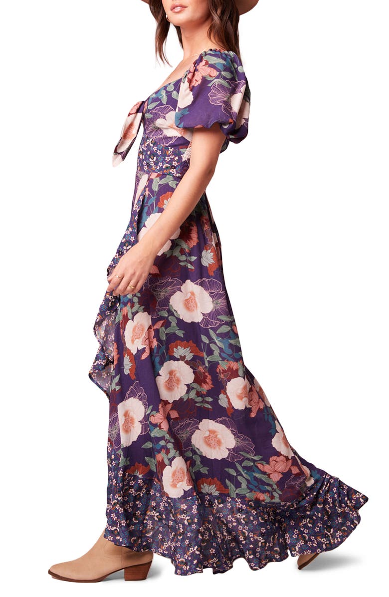 band of the free Livie Floral Print Maxi Dress, Alternate, color, Purple/ Ivory Mixed