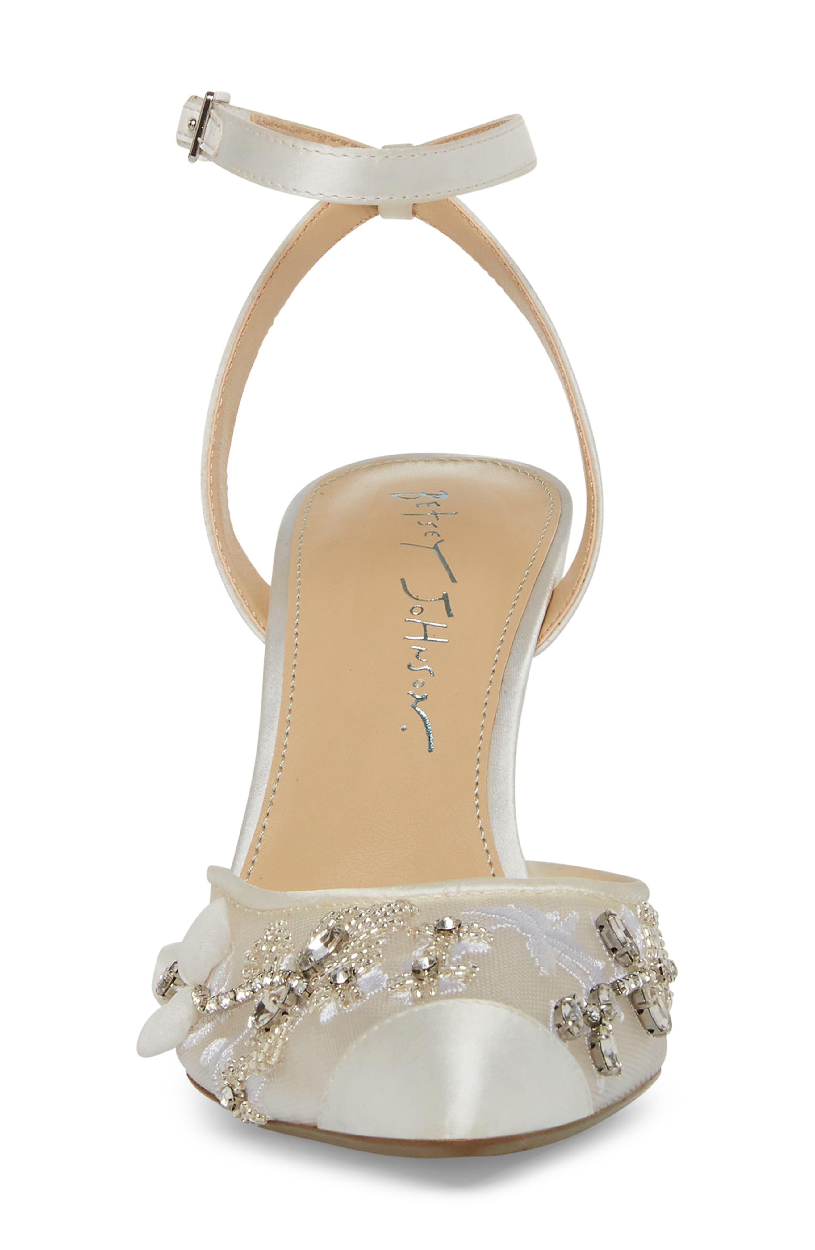 Betsey Johnson Micki Crystal Lace Ankle Strap Pump, Alternate, color, 