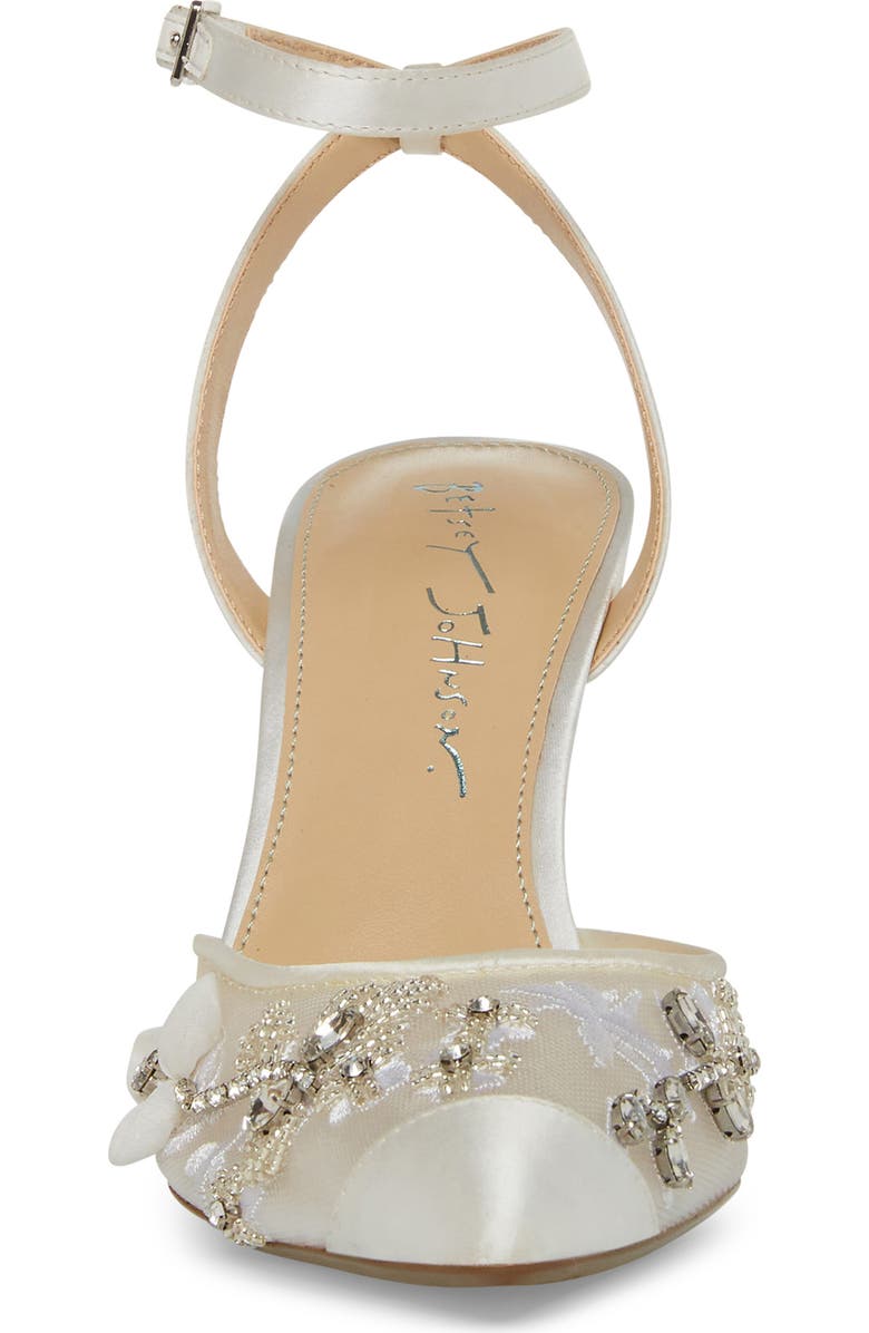 Betsey Johnson Micki Crystal Lace Ankle Strap Pump, Alternate, color,