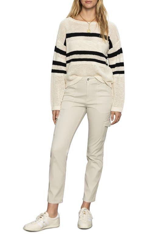 Sanctuary Sporty Stripe Open Knit Sweater In Eco Natural