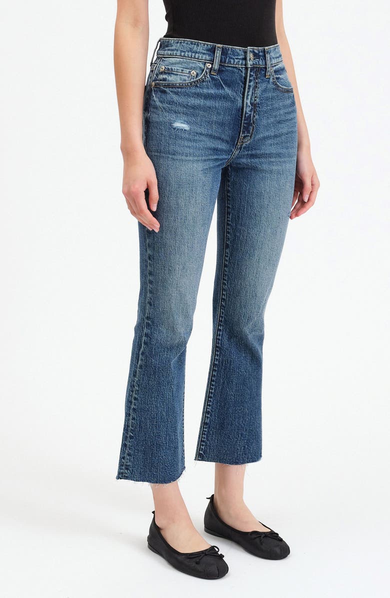 DAZE Shy Girl Raw Edge Kick Flare Crop Jeans, Alternate, color, 