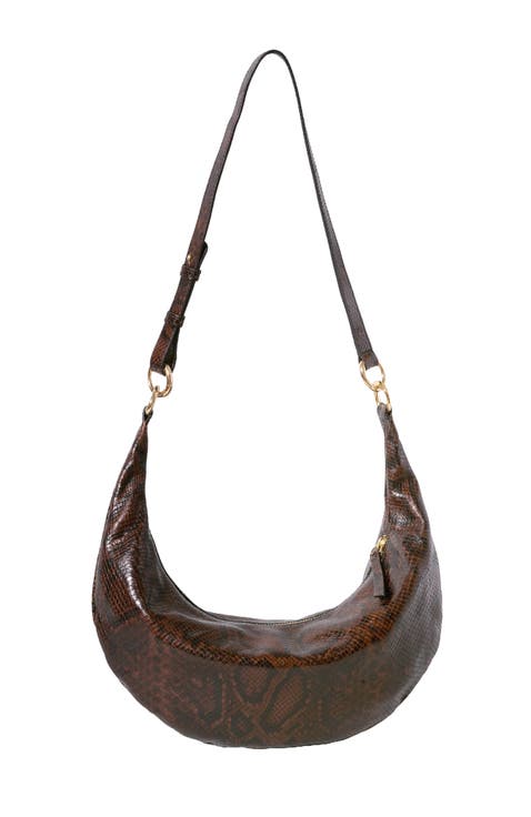 Small Leather Convertible Hobo Crescent Ring Bag
