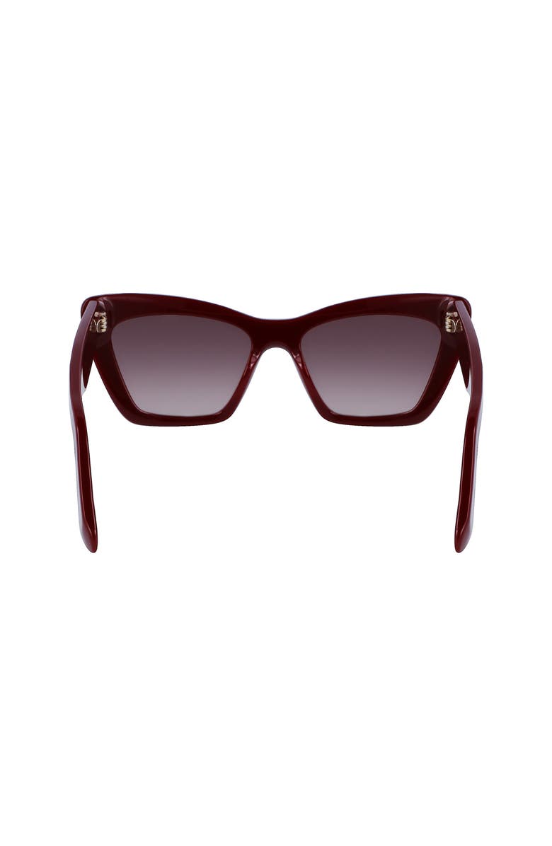 FERRAGAMO 55mm Gradient Rectangular Sunglasses, Alternate, color, Bordeaux