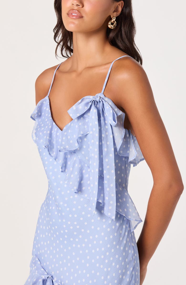 ASTR the Label Amiya Ruffle Maxi Dress, Alternate, color, Blue Polka Dot