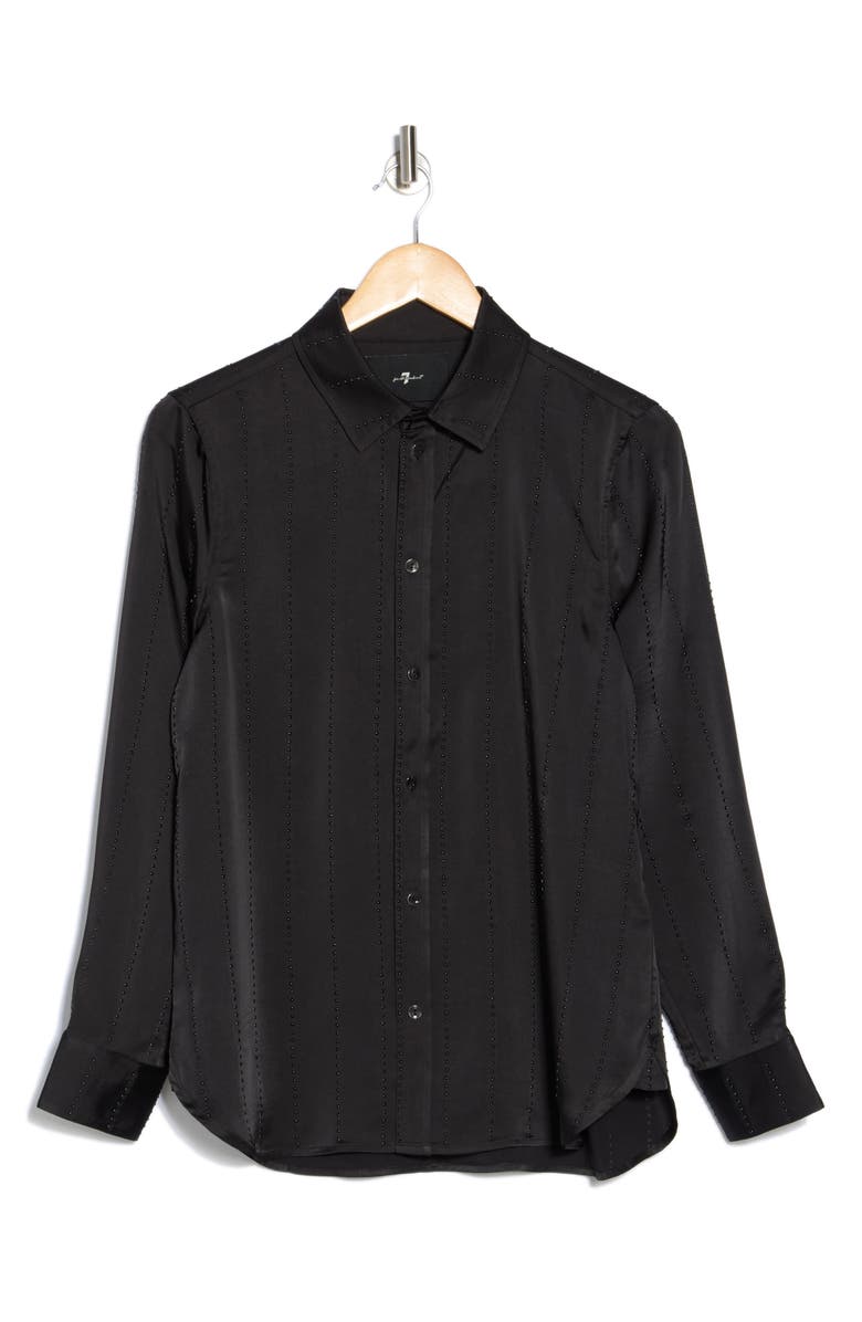 7 For All Mankind High Shine Rhinestone Button-Up Shirt, Alternate, color,