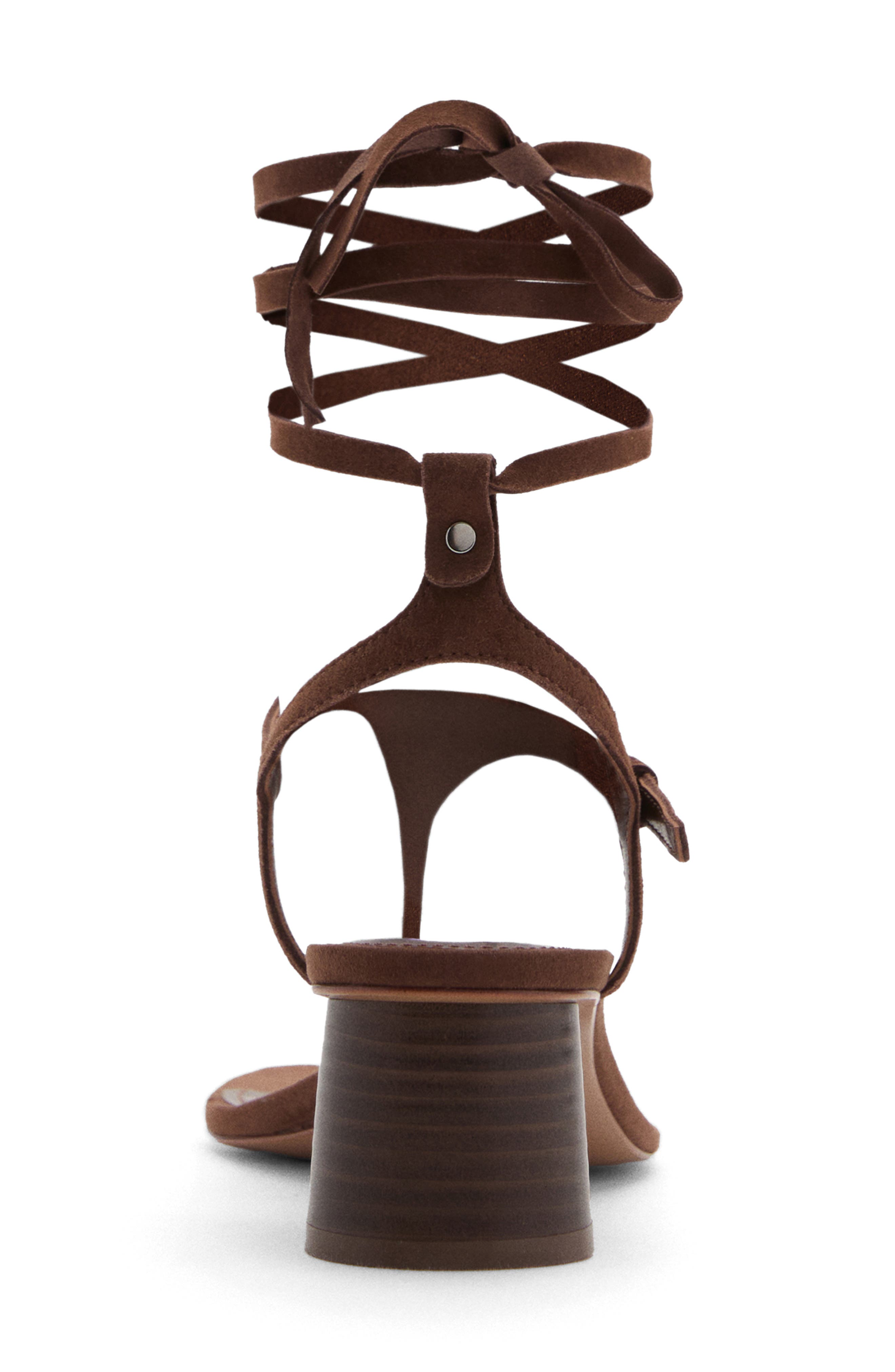 MANGO Ankle Wrap Sandal, Alternate, color, Chocolate