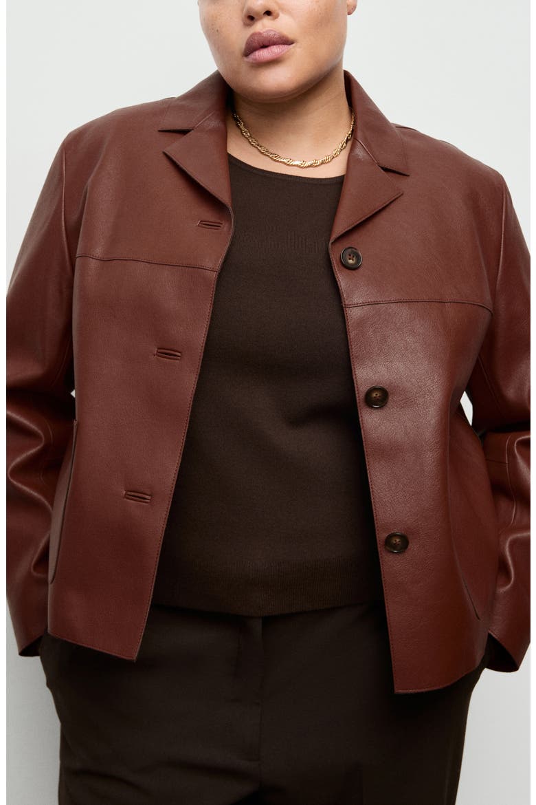 Faux Leather Jacket, Main, color, BURNT ORANGE