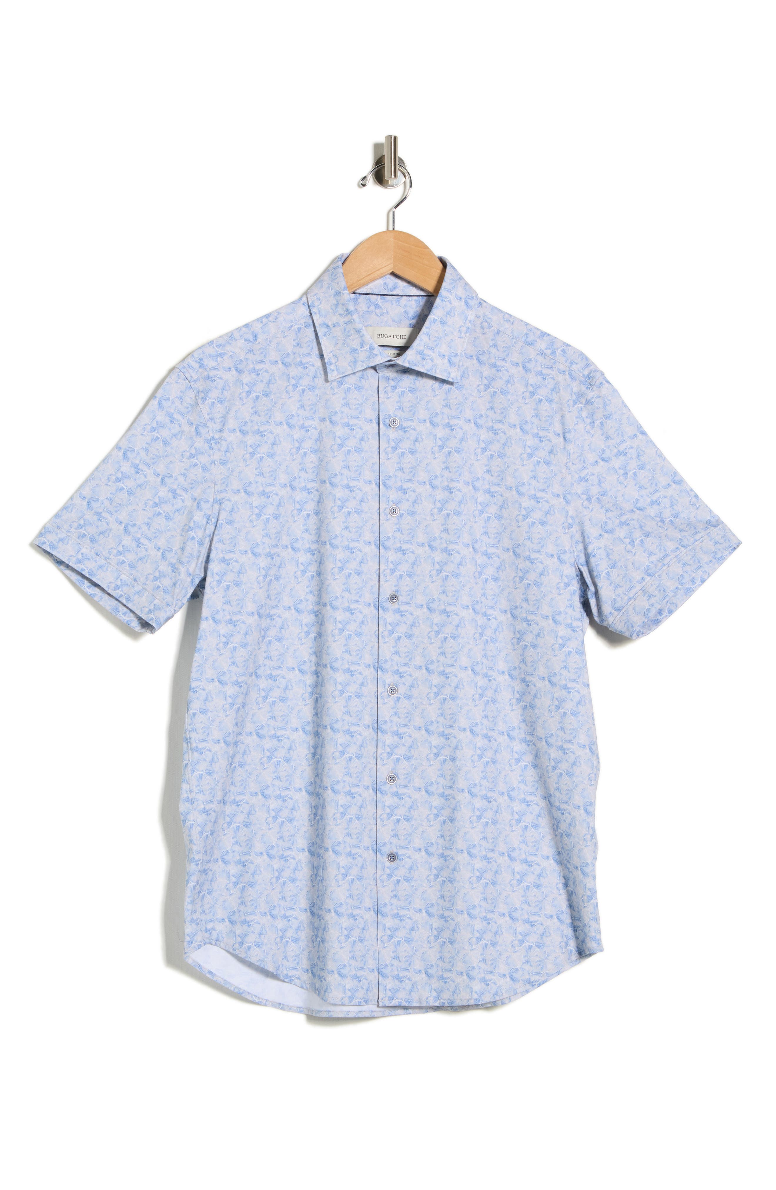 Bugatchi Abstract Print Stretch Cotton Short Sleeve Button-Up Shirt
