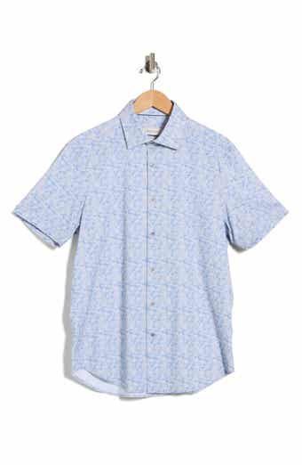 Bugatchi Abstract Print Stretch Cotton Short Sleeve Button-Up Shirt