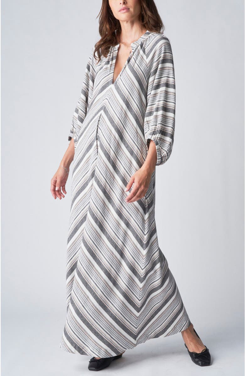 ocean+main Striped Maxi Dress, Main, color, Black/Ivory