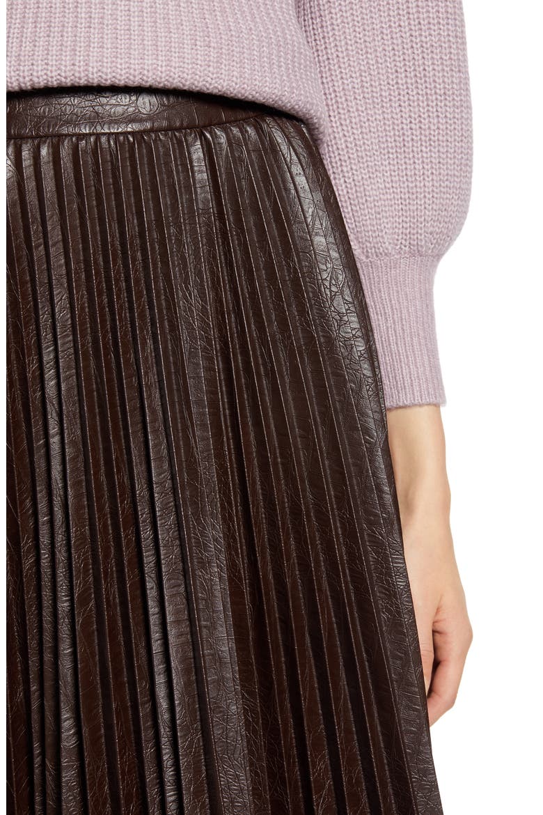 x Atlantic-Pacific Pleated Croc Faux Leather Midi Skirt (Nordstrom Exclusive), Alternate, color, BROWN COFFEE