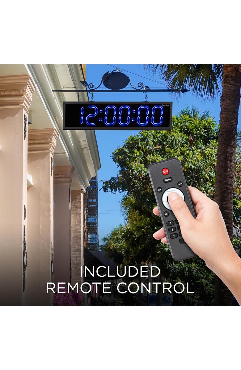 Ivation 48 Waterproof Outdoor Digital LED Clock with Auto Time Sync, Temperature & Date, Alternate, color, Blue