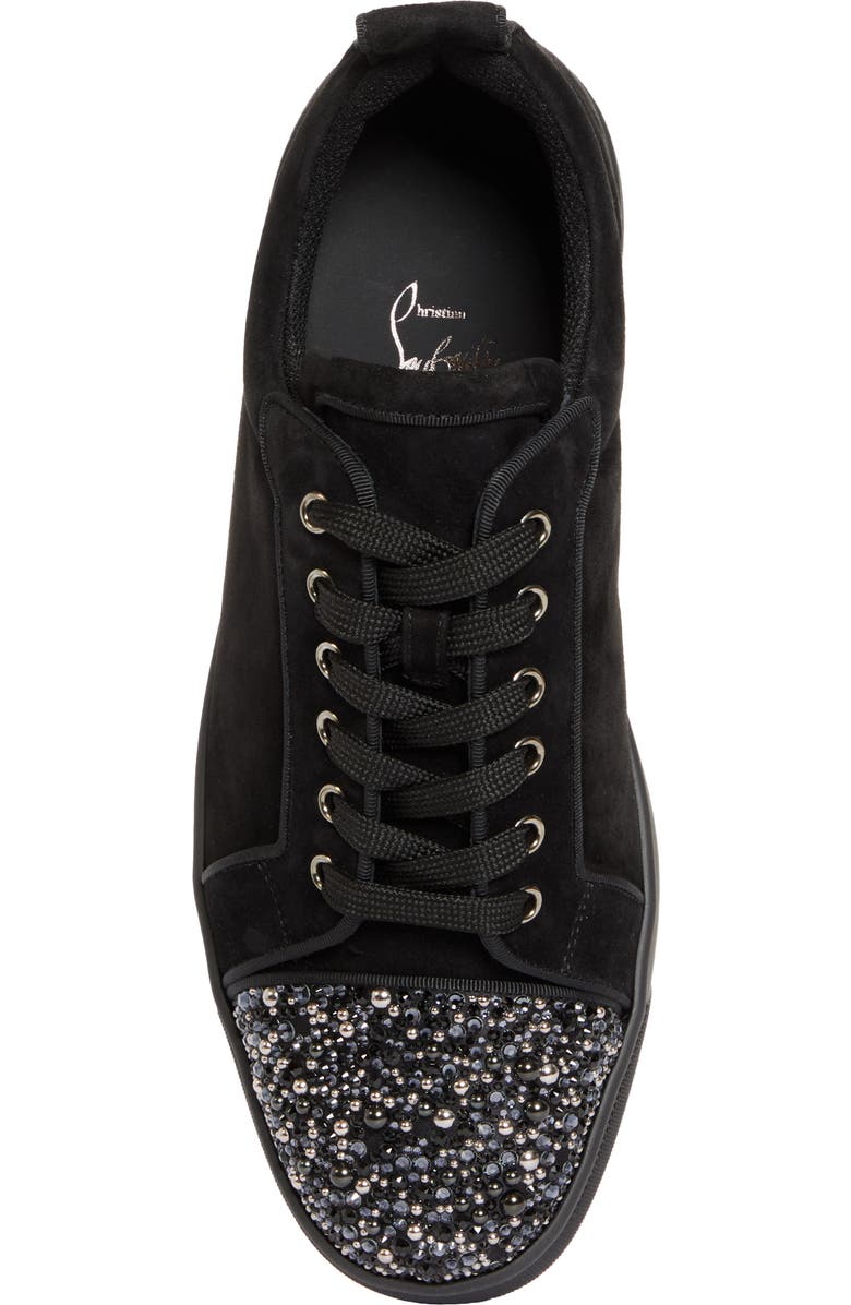 Christian Louboutin Louis Junior Embellished Cap Toe Sneaker, Alternate, color, Black