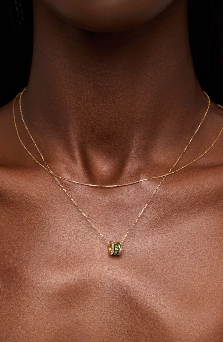 Ana Luisa Solid Yellow Gold - Emerald Zeno Charm Necklace, Alternate, color,