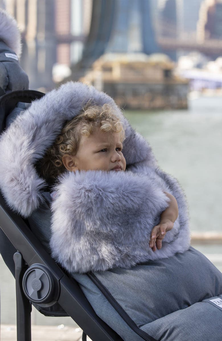 7 A.M. Enfant PlushPOD Tundra Water Repellent Faux Fur Lined Car Seat/Stroller Bunting, Alternate, color, Heather Grey Dark Faux Fur