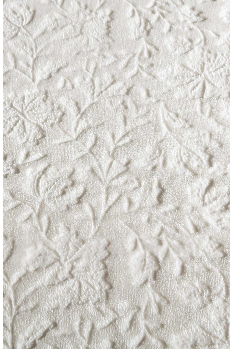 Woodblock Floral Fleece Throw, Alternate, color, WHITE