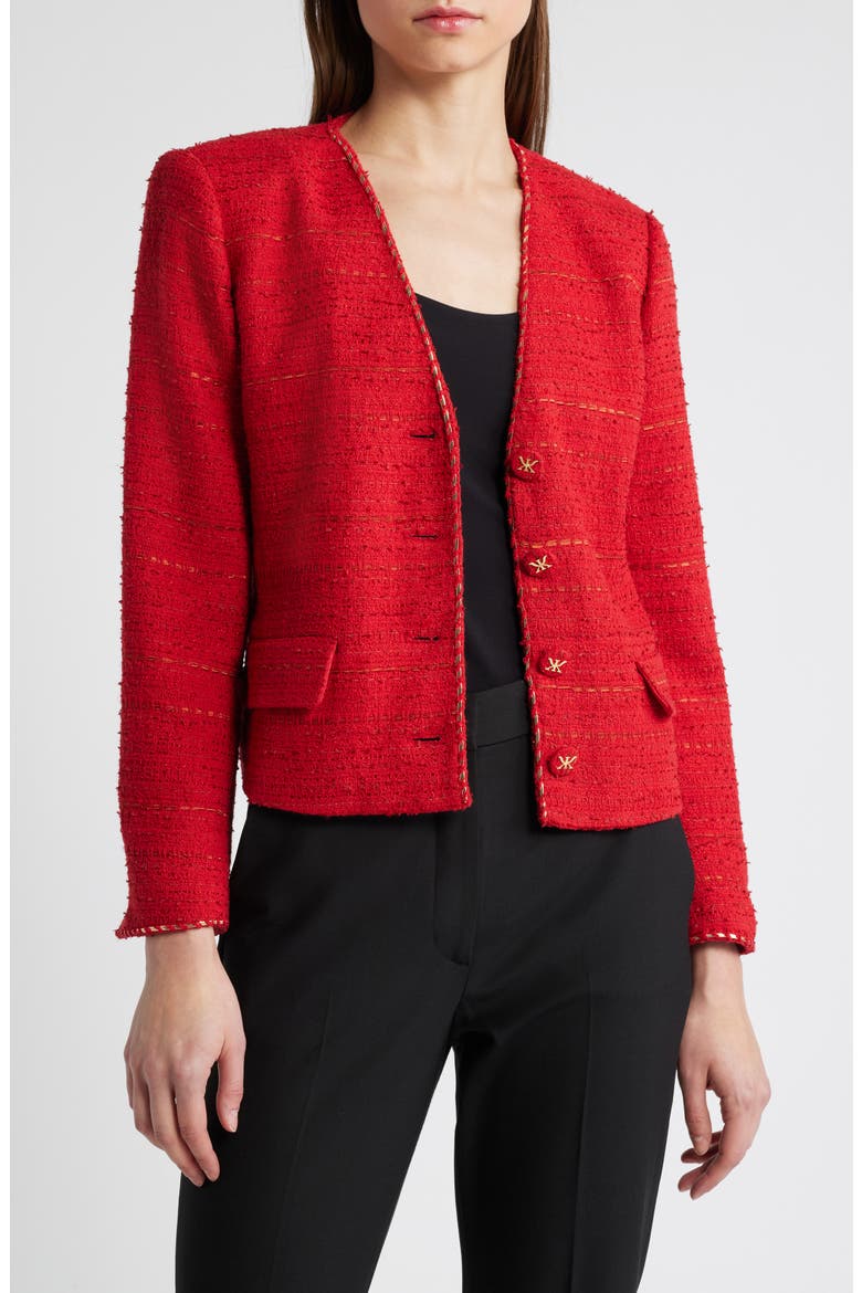 Clara Tweed Jacket, Main, color, SCARLET