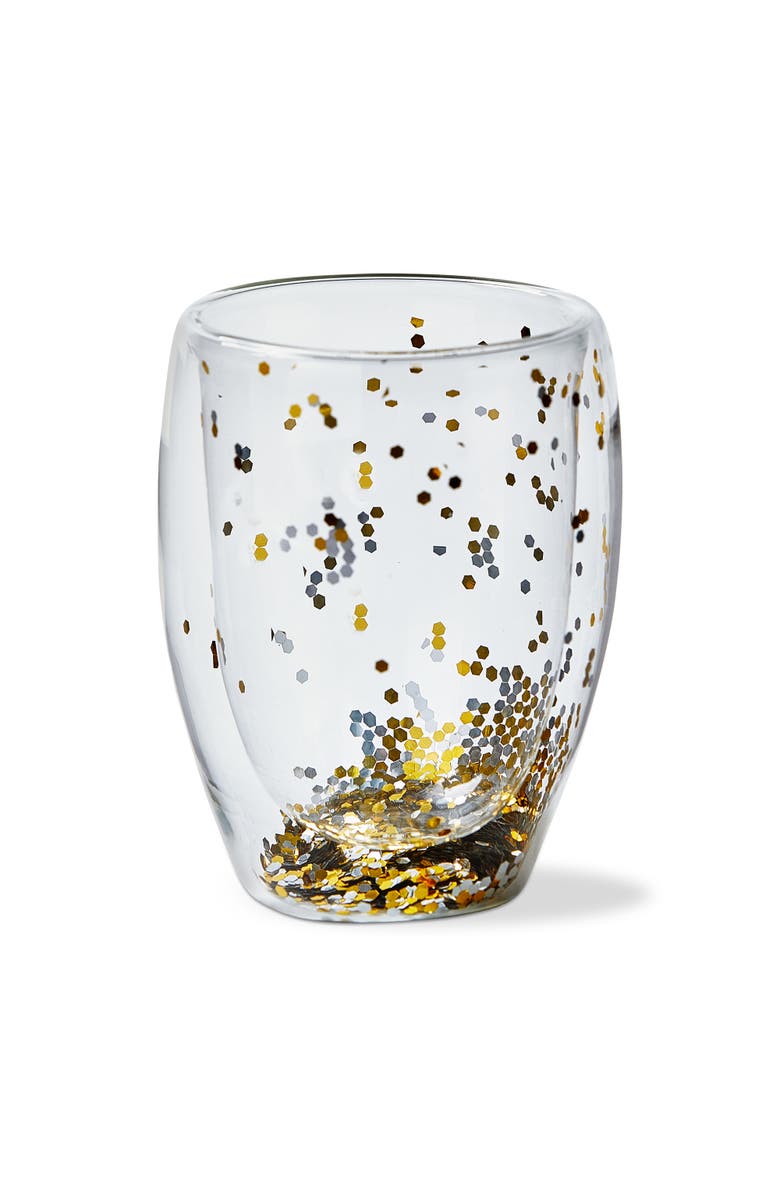 tag Confetti Double Wall Stemless Wine Glasses Gold Drinkware, Main, color, Gold