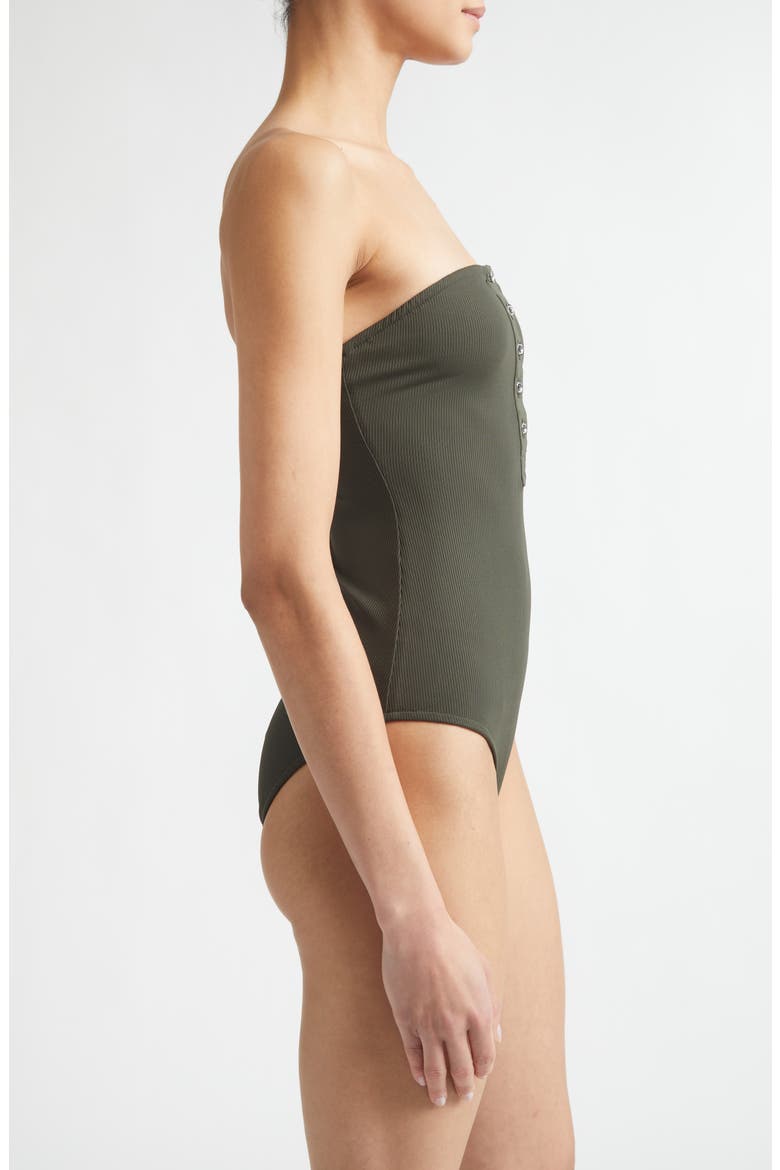 Ribbed Strapless One-Piece Swimsuit, Alternate, color, DARK GREEN