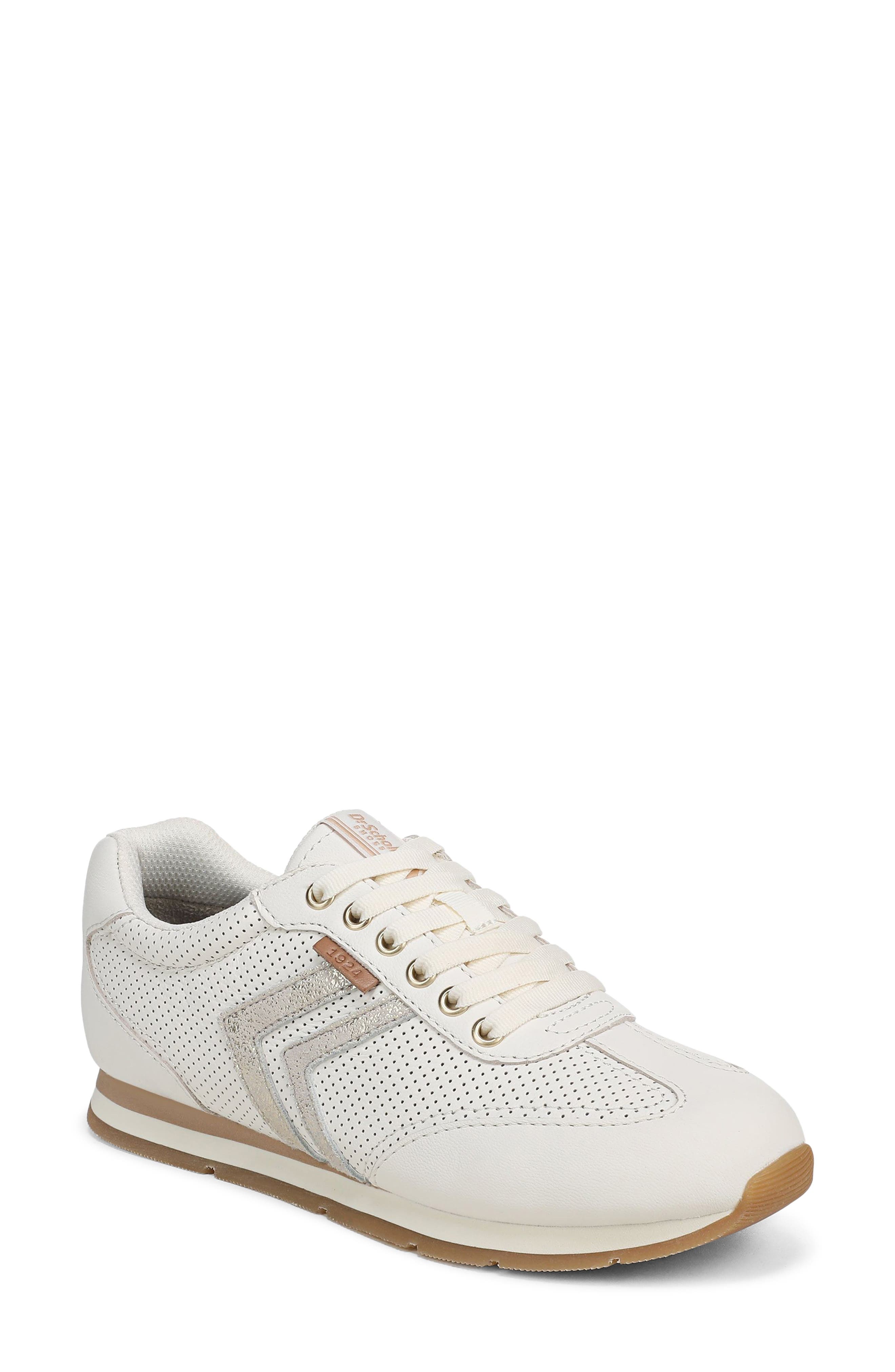 Dr. Scholl's Comeback Perforated Sneaker, Main, color, Off-White/ Champagne