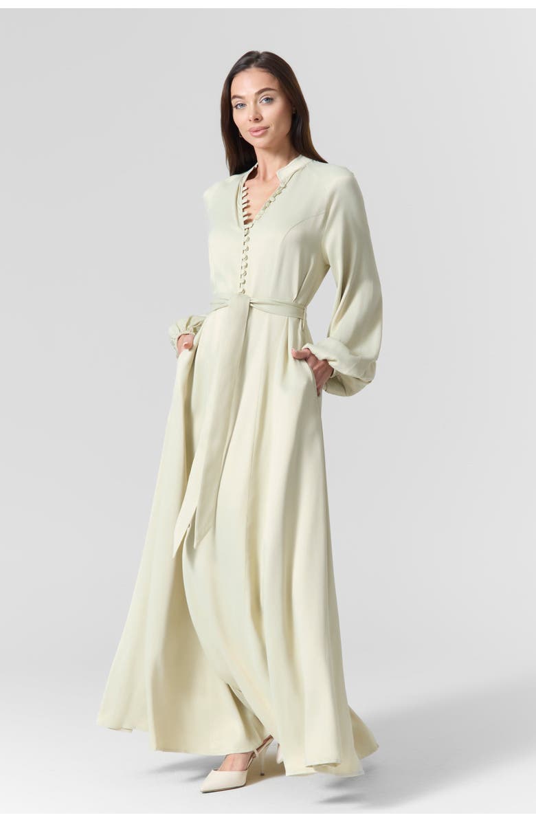 Le Fafo Silk Belted Maxi Dress, Alternate, color, Mint Green