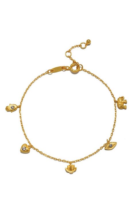 Sacred Symbols White Topaz Charm Bracelet