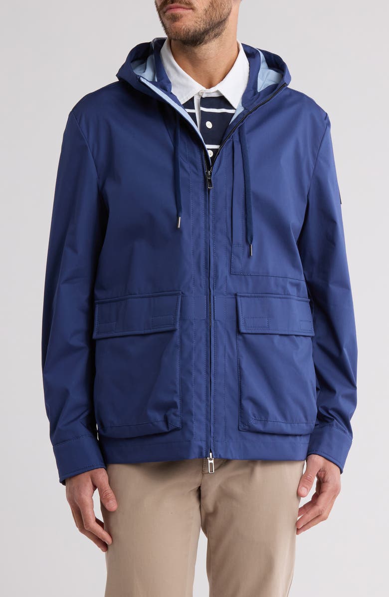 DIGEL Pinto Hooded Raincoat, Main, color, Blue