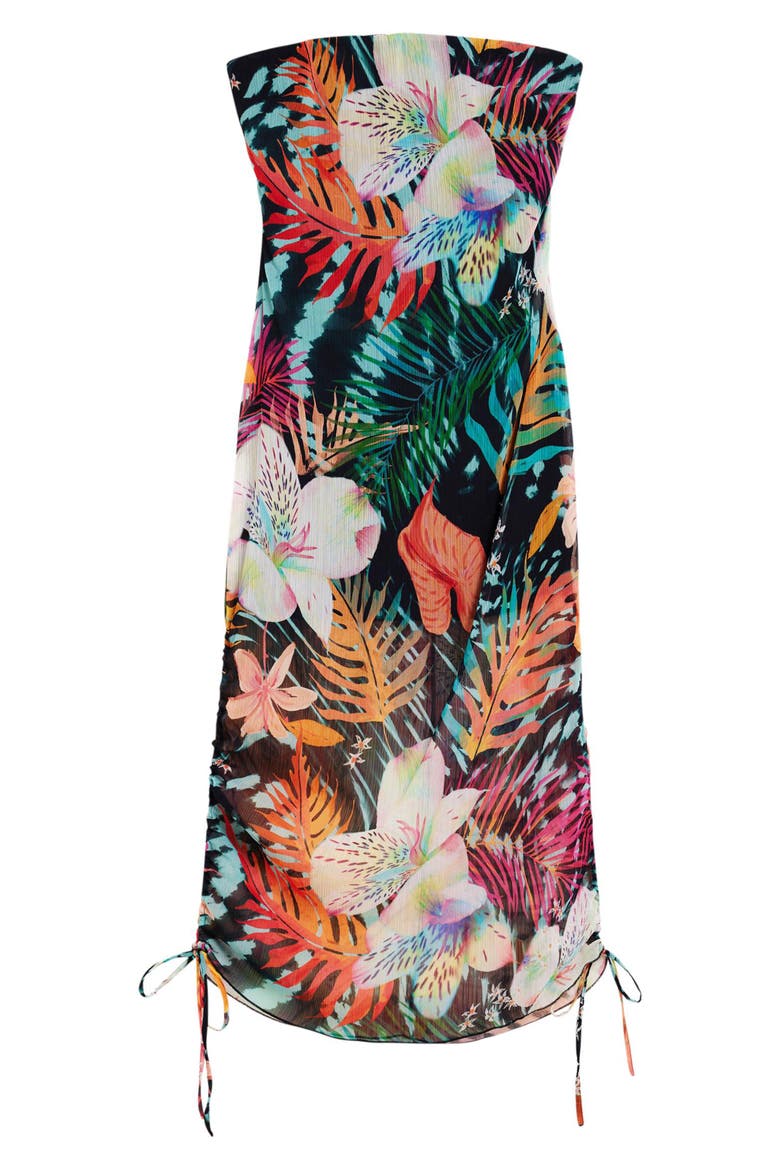 Floral Print Strapless Dress, Alternate, color, BLACK FLORAL