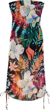 Desigual Floral Print Strapless Dress