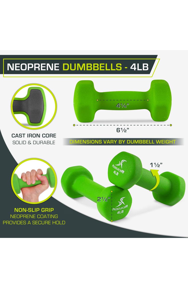ProsourceFit Neoprene Dumbbells, Pair, Alternate, color, 4 Lb