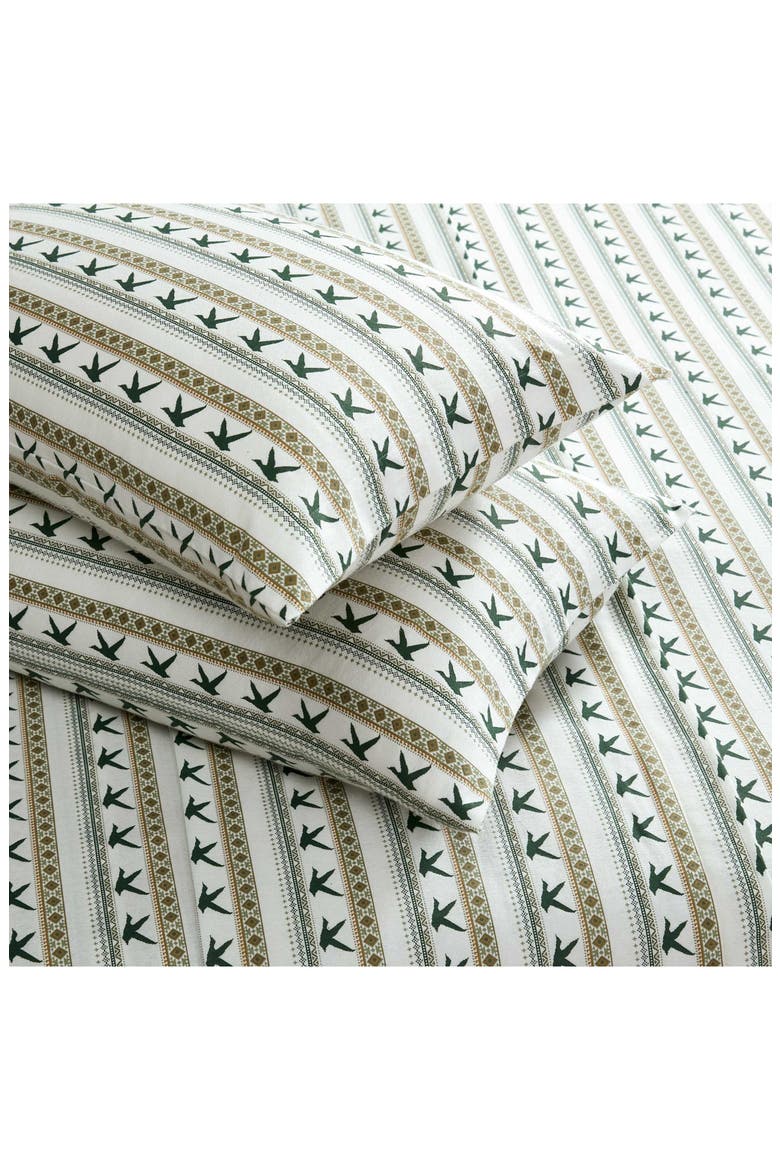 Goose Sweater Cotton Sheet Set, Alternate, color, OFF WHITE/ EVERGREEN