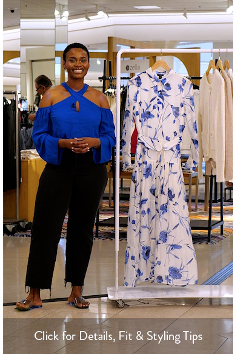 Floral Long Sleeve Tiered Shirtdress video