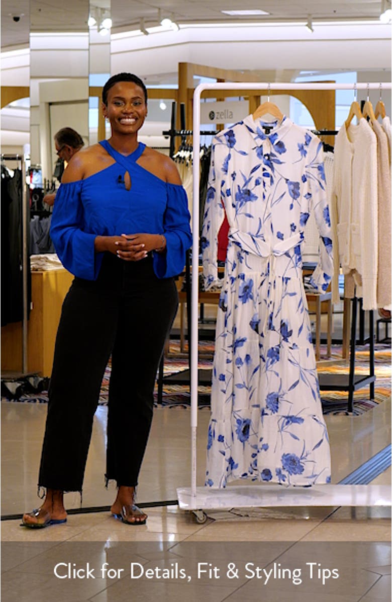 Floral Long Sleeve Tiered Shirtdress, sales video thumbnail