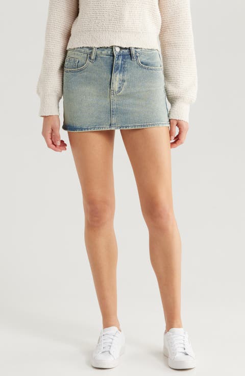 Mid Rise Denim Miniskirt
