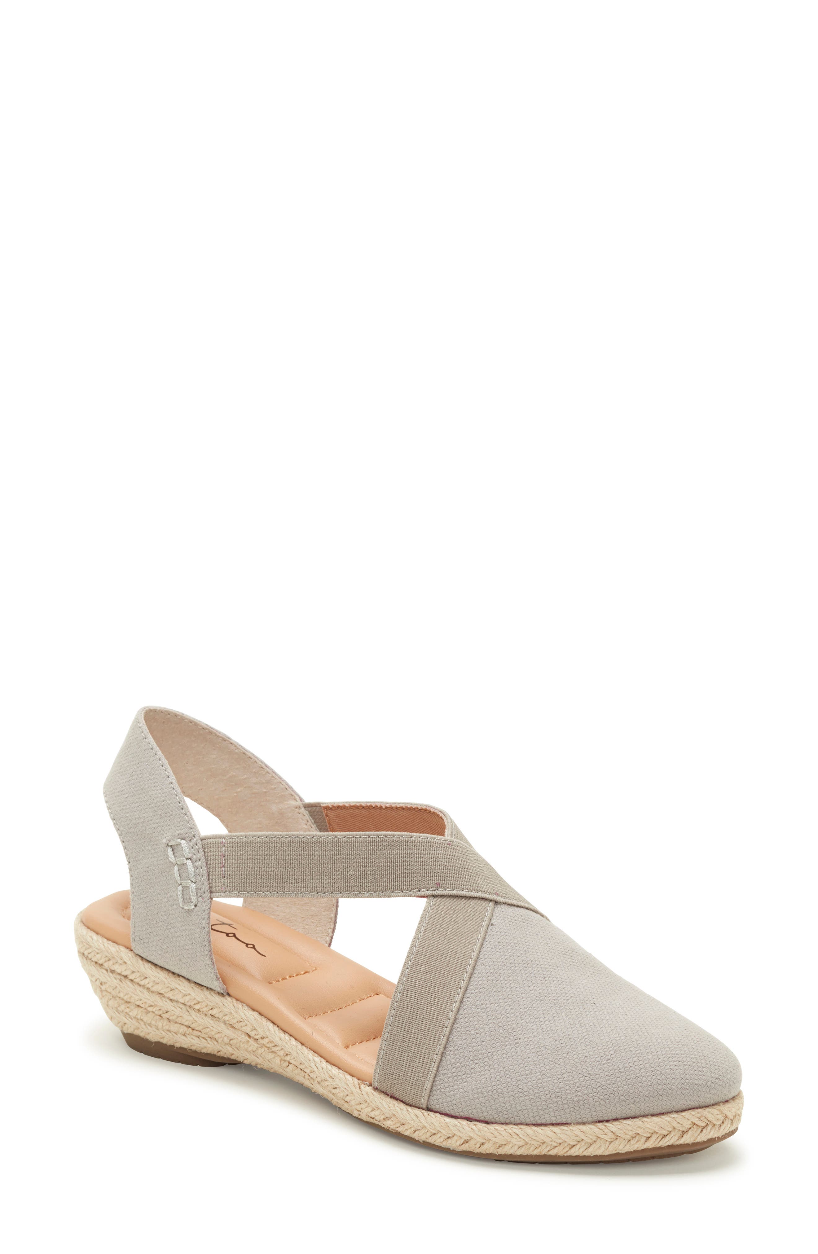 Nissa Espadrille Wedge, Main, color, DOVE GREY CANVAS MULTI