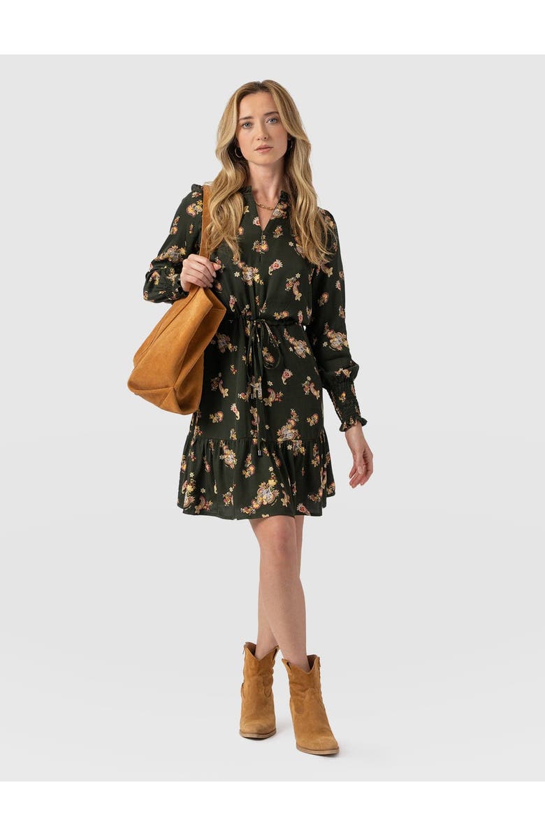Saint + Sofia Mini Olivia Zip Up Dress, Alternate, color, Khaki Paisley
