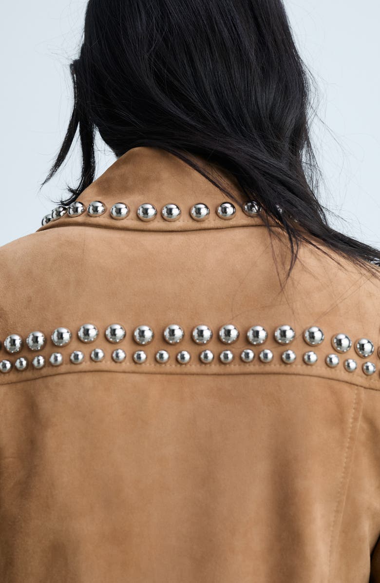 MANGO Ashley Studded Leather Jacket, Alternate, color, 