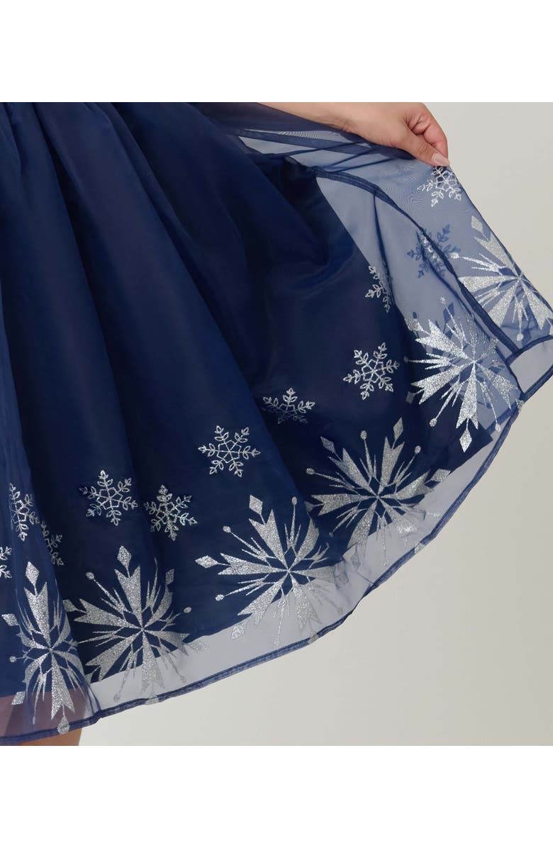 Unique Vintage 1950s Marceline Swing Dress, Alternate, color, Blue Snowflake Print