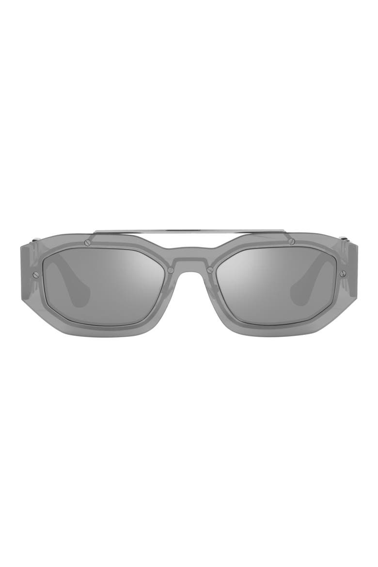 51mm Irregular Mirrored Sunglasses, Main, color, TRANS GR
