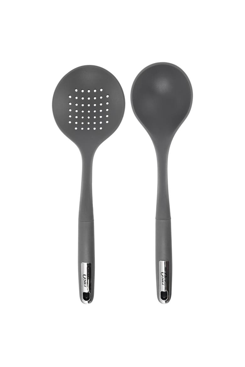 Ridgecrest 2 Piece Silicone Kitchen Tool Skimmer and Ladle Set, Main, color, Gray