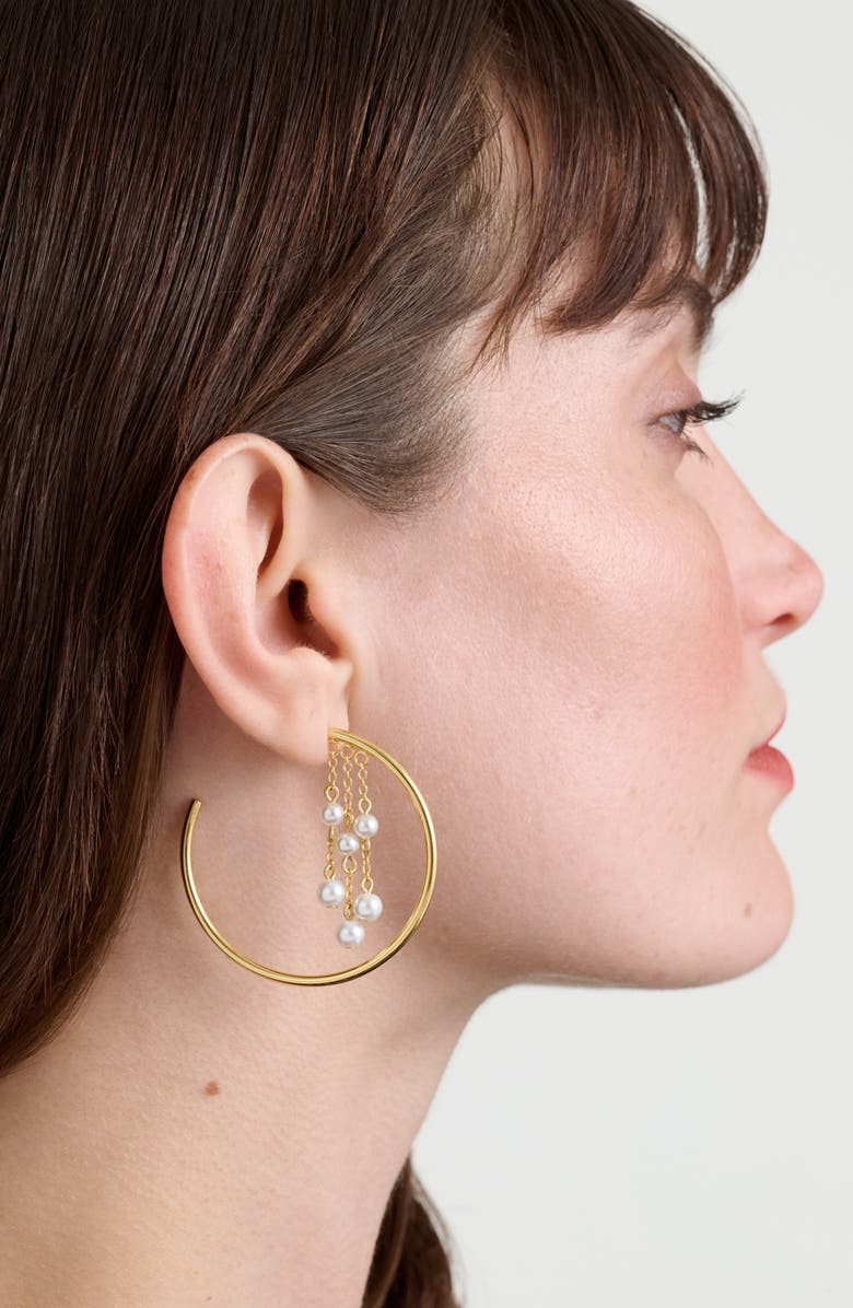 Ted Baker Casey Cascade Hoop Earrings, Alternate, color, Gold Tone/ Pearl