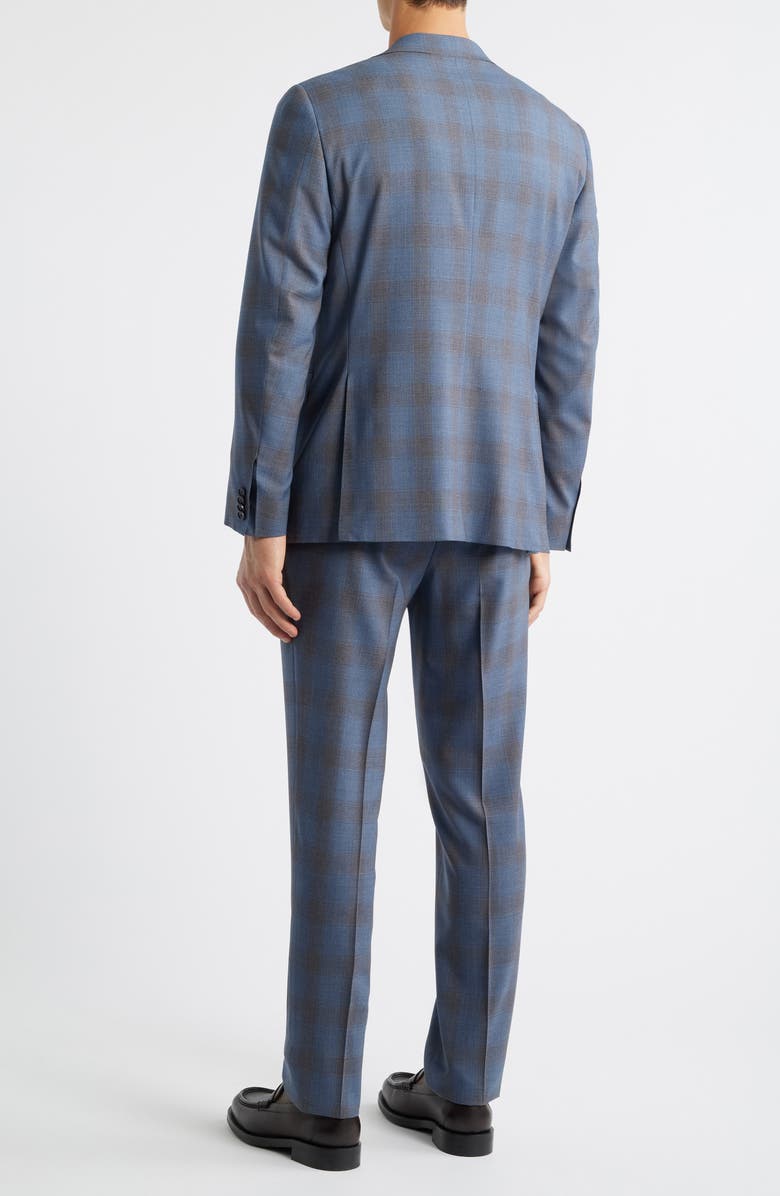 Canali Capri Trim Fit Blue & Brown Plaid Wool Suit, Alternate, color, Blue