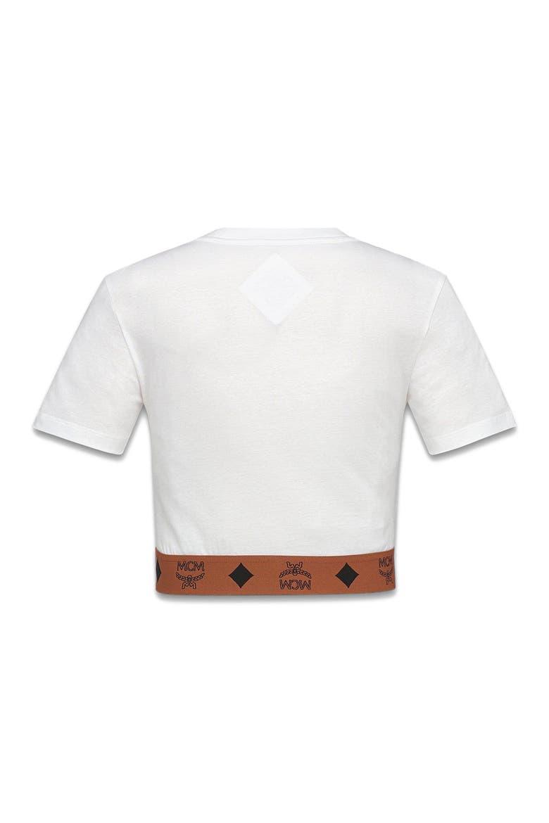 Monogram Cropped T-Shirt in Organic Cotton, Alternate, color, White