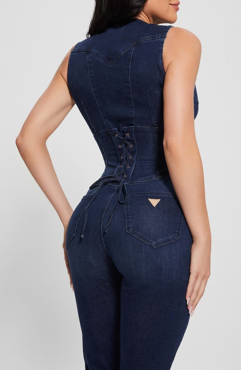 GUESS Judd Denim Corset Jumpsuit, Alternate, color, 