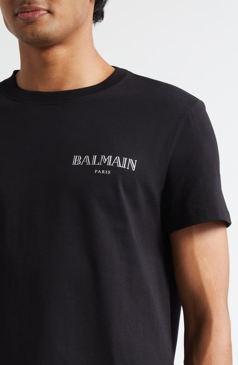 Balmain Gel Logo T-Shirt, Alternate, color, Eac Black/ Silver