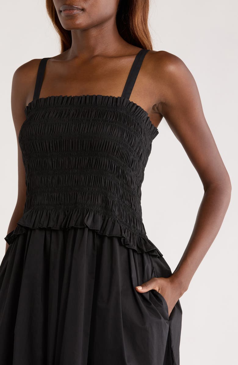 MELLODAY Smocked Midi Dress, Alternate, color, Black