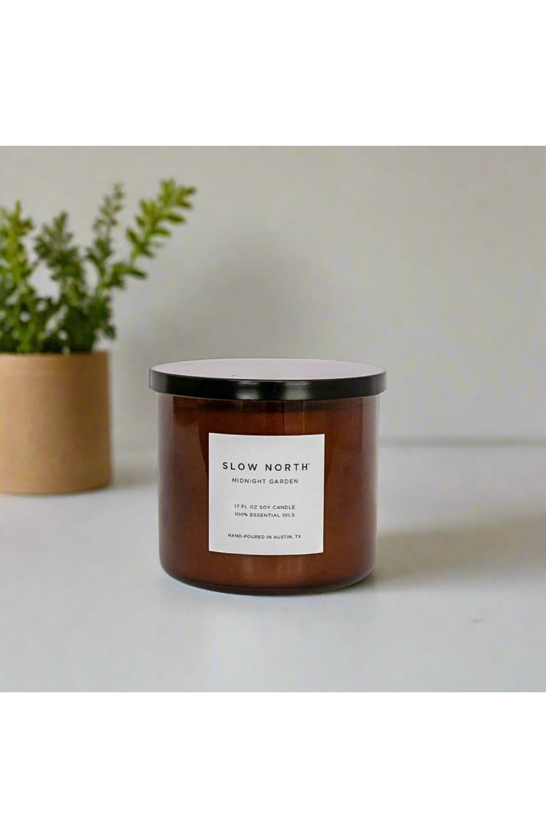 SLOW NORTH Midnight Garden (Lavender + Rosemary + Geranium) - Signature 3-Wick Candle, Alternate, color, Brown