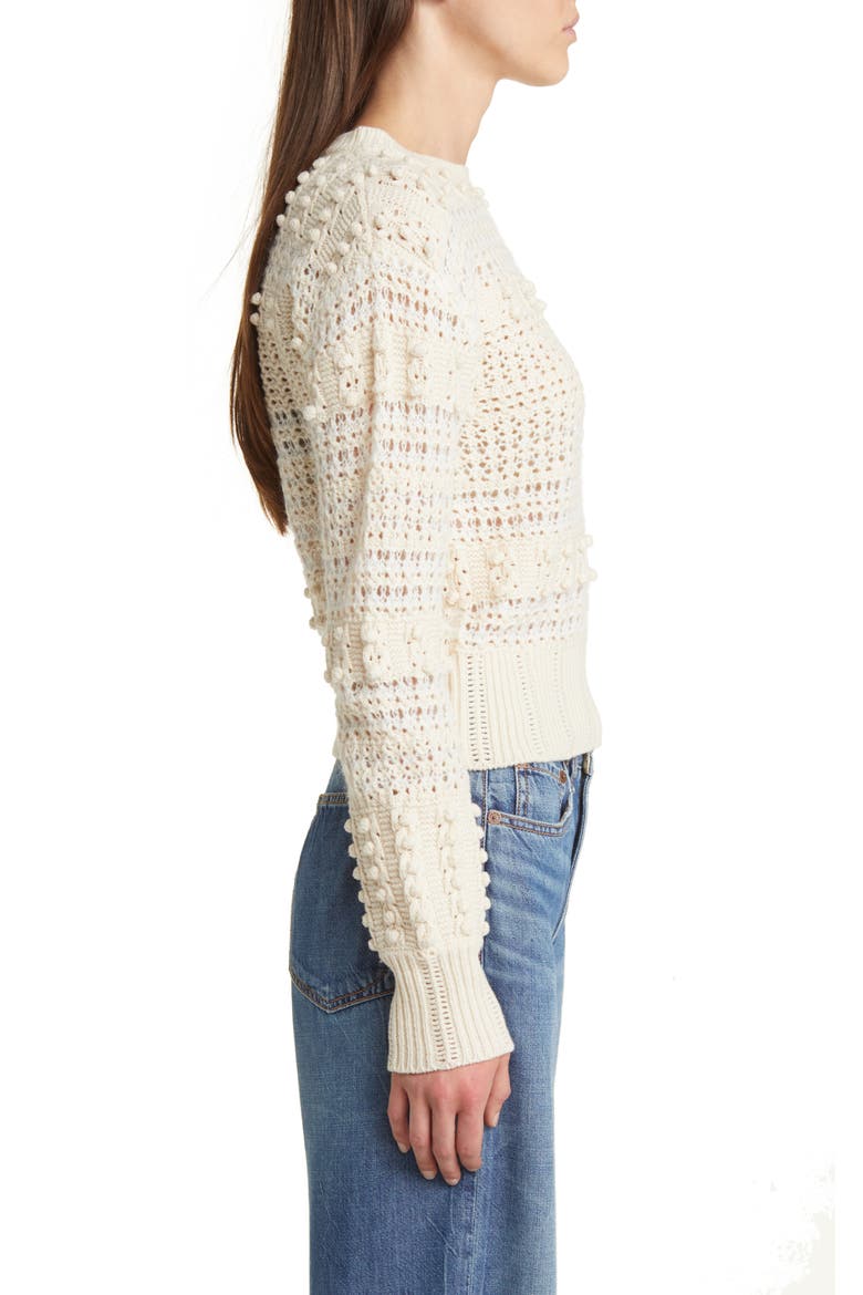 Open Stitch Pom Sweater, Alternate, color, WHITE