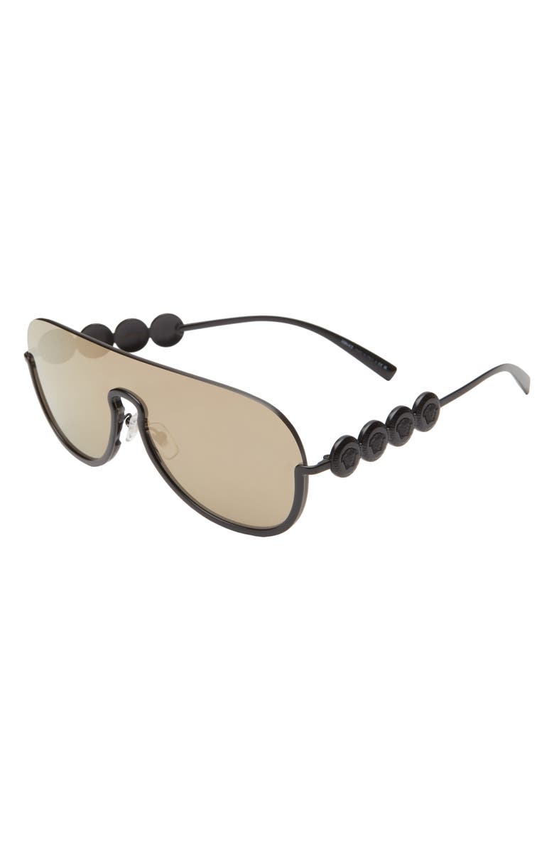 Versace 138mm Pilot Shield Sunglasses, Alternate, color,