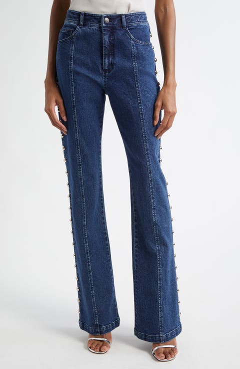 Shailene Studded Flare Jeans (Oceane)